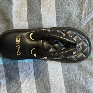 Chanel Black Quilted Sandals 36